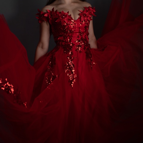 Red prom ball gown dress - Picture 1 of 3